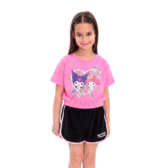 חליפת הלו קיטי חולצה סיומת גומי