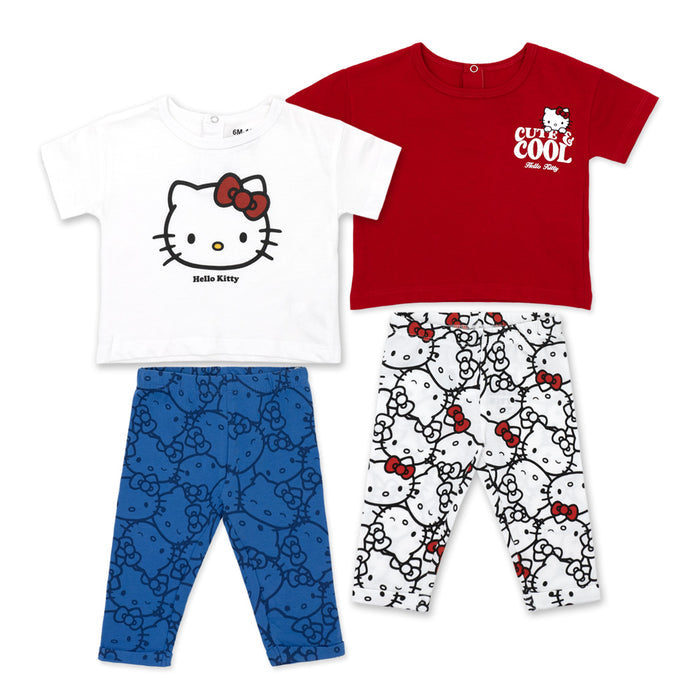 מארז 2 חליפות Hello Kitty אדום-לבן-כחול תינוקות בנות