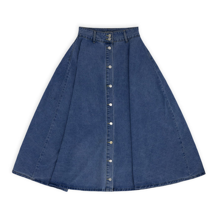 חצאית ג'ינס מקסי עם כפתורים