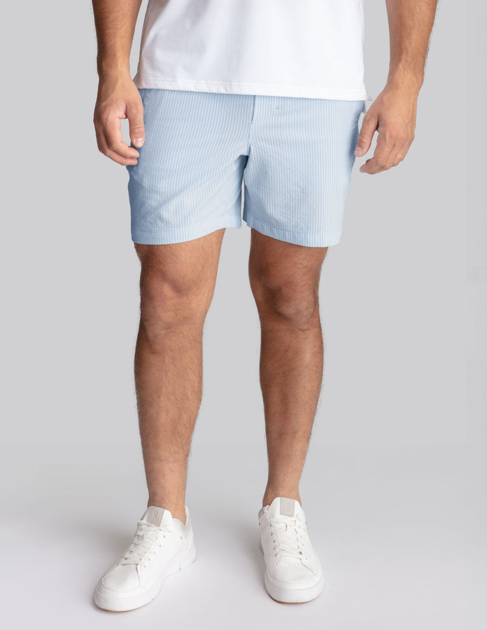 3 in 1 Khaki Shorts - Blue Seersucker (The Hyannis Sports)