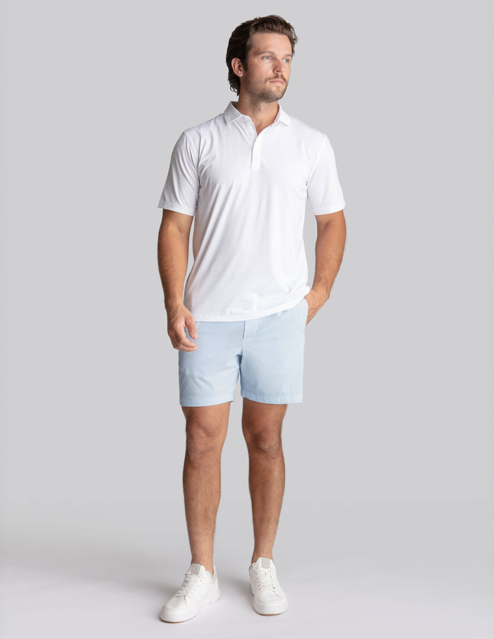 3 in 1 Khaki Shorts - Blue Seersucker (The Hyannis Sports)
