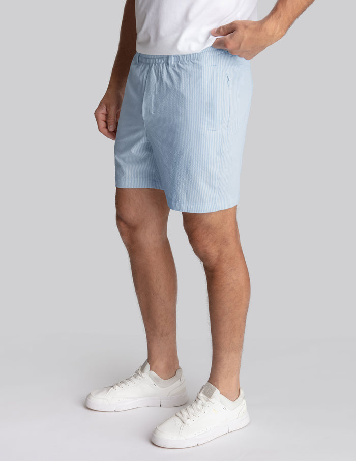 3 in 1 Khaki Shorts - Blue Seersucker (The Hyannis Sports)