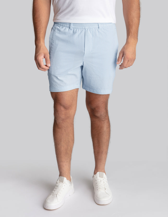 3 in 1 Khaki Shorts - Blue Seersucker (The Hyannis Sports)