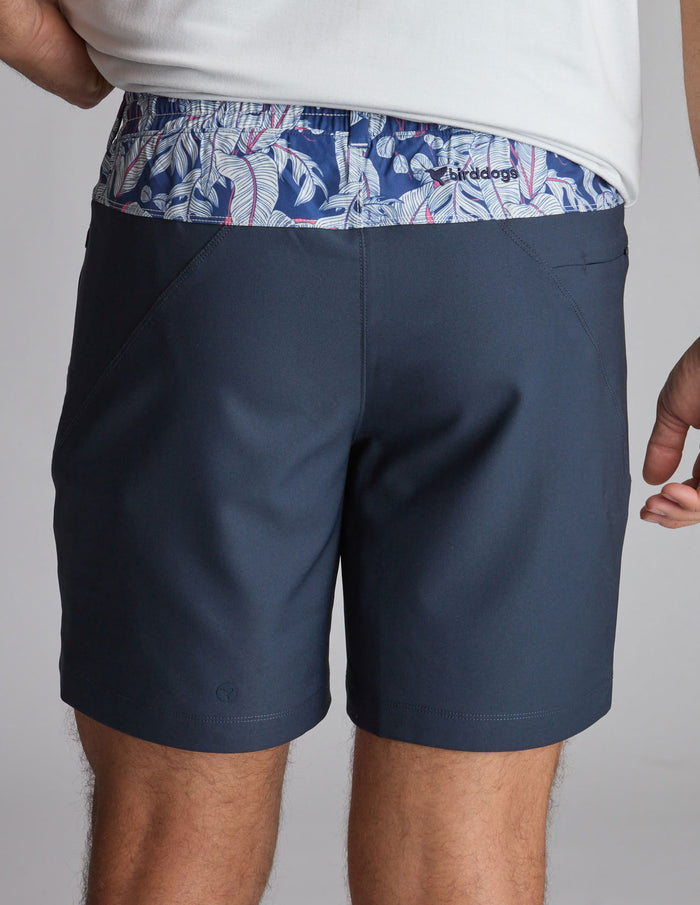 3 in 1 Khaki Shorts - Navy & Royal Ferns (Osmunda the Greats)