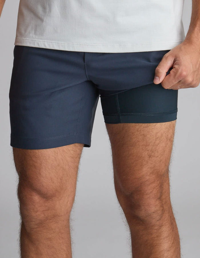 3 in 1 Khaki Shorts - Navy & Royal Ferns (Osmunda the Greats)