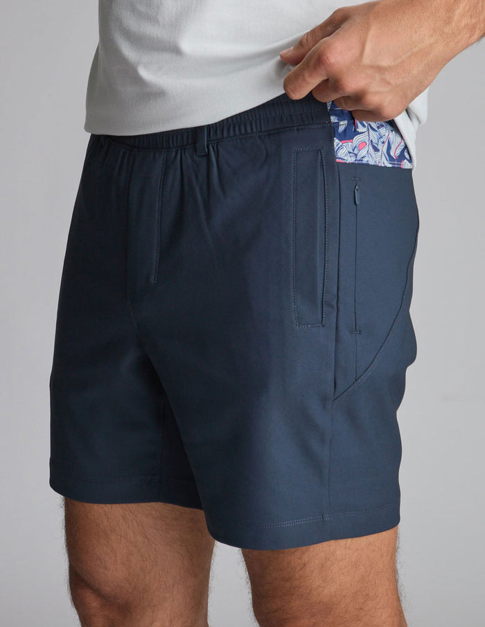 3 in 1 Khaki Shorts - Navy & Royal Ferns (Osmunda the Greats)