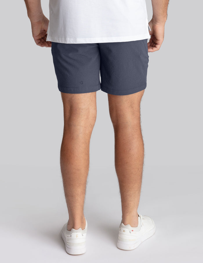 3 in 1 Khaki Shorts - Navy Seersucker (The Shinnecock Slides)