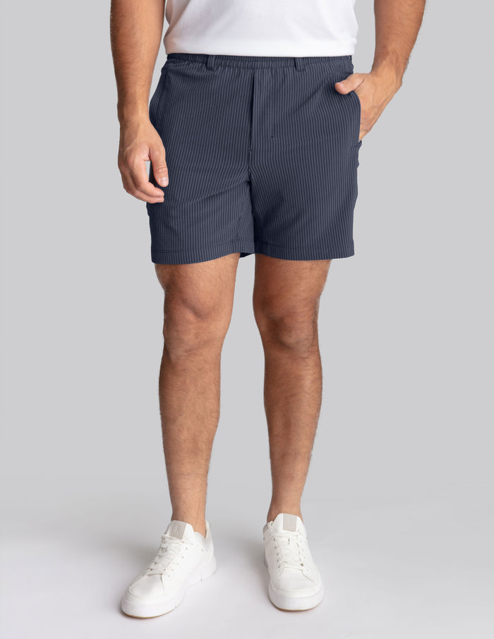 3 in 1 Khaki Shorts - Navy Seersucker (The Shinnecock Slides)