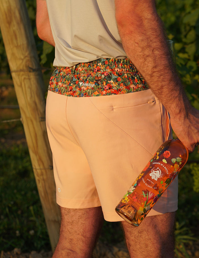 3 in 1 Khaki Shorts - Rosé & Petals (The Wölffer Estate)