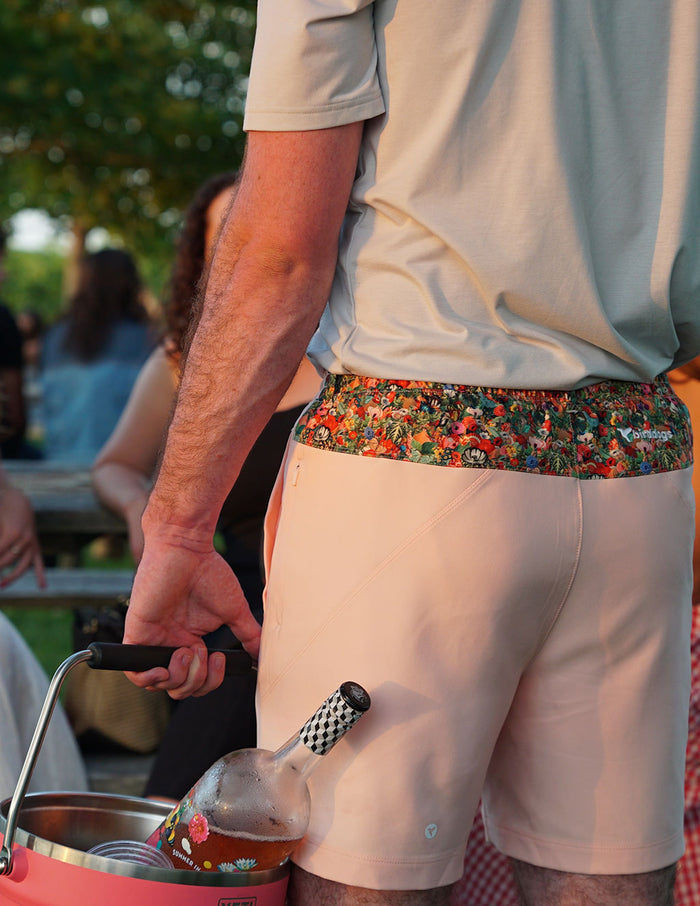 3 in 1 Khaki Shorts - Rosé & Petals (The Wölffer Estate)