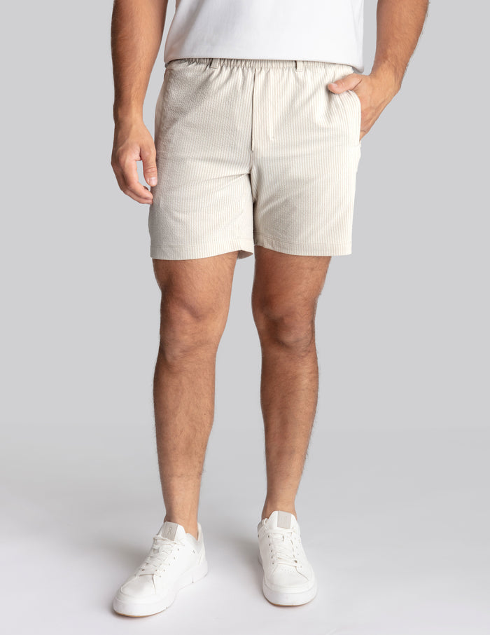 3 in 1 Khaki Shorts - Stone Seersucker (The Wolf of K Street)