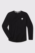 Arid Drop Hem Long Sleeve - Black - photo from front flat lay #color_black