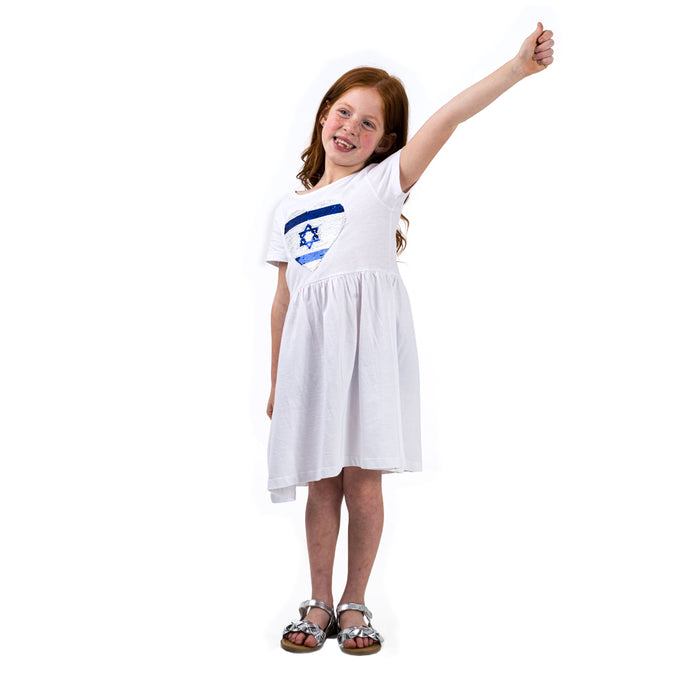 שמלת יום העצמאות דגל לב פאייטים בנות
