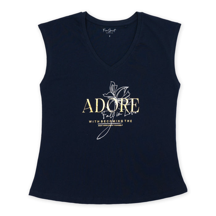 חולצה עם כתף שמוטה וצווארון וי Adore נשים