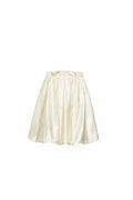 Off-white women’s mini skirt with balloon shape and pockets, made from cotton-viscose blend, perfect as a standalone skirt or layered under dresses.