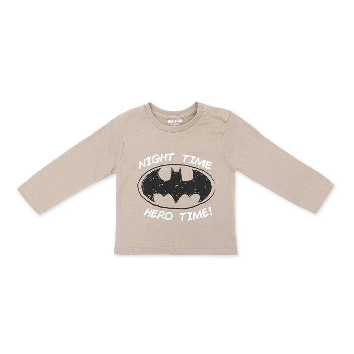 זוג חולצות לוגו Batman אפור-קאמל תינוקות בנים