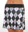 black red argyle running skirt