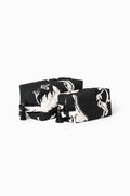 Black makeup bag set with white floral print for makeup, toiletries, and travel essentials