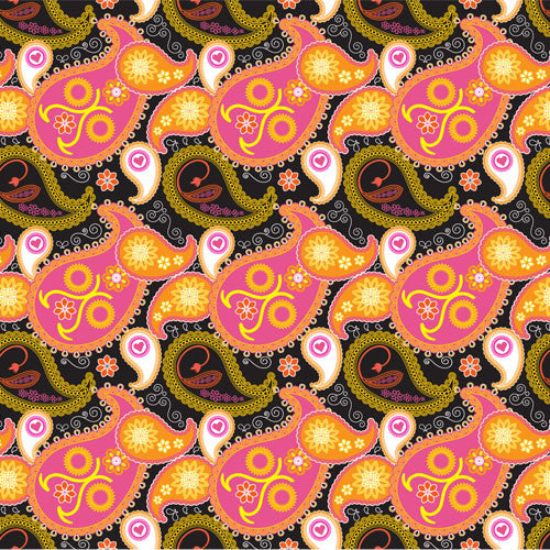 black paisley detail print