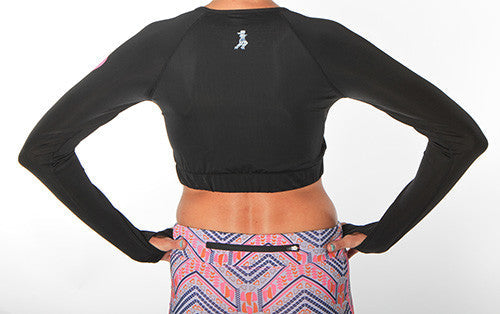 black long sleeve crop top back