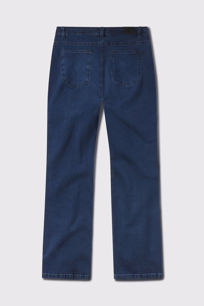 Mens Boot Cut Athletic Fit Jeans 2.0 -Medium Wash - photo from back flat lay #color_medium-wash