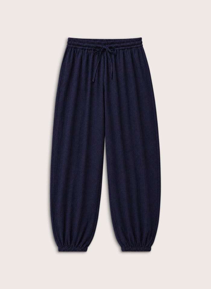 Brook Satin Balloon Trousers - Navy Baukjen
