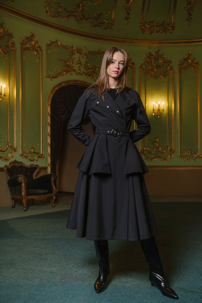 Majestick Black belt with Timeless Black Coat