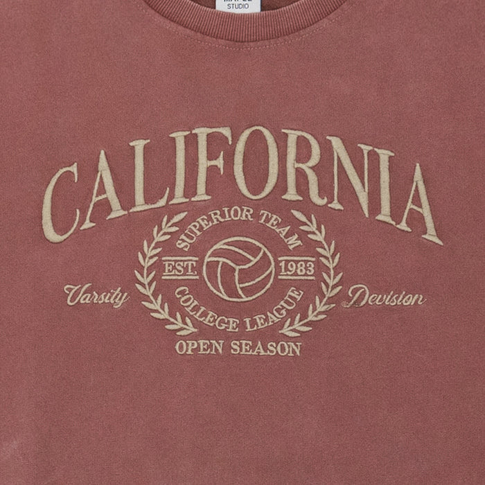 סווטשירט שטוף רקום California נשים