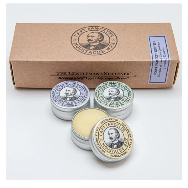 Captain Fawcett Moustache Wax Cornucopia (pack of 3)