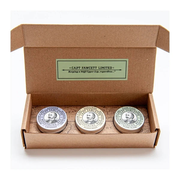 Captain Fawcett Moustache Wax Cornucopia (pack of 3)