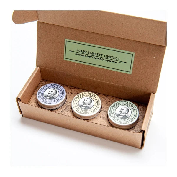 Captain Fawcett Moustache Wax Cornucopia (pack of 3)