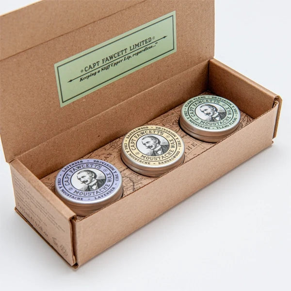 Captain Fawcett Moustache Wax Cornucopia (pack of 3)