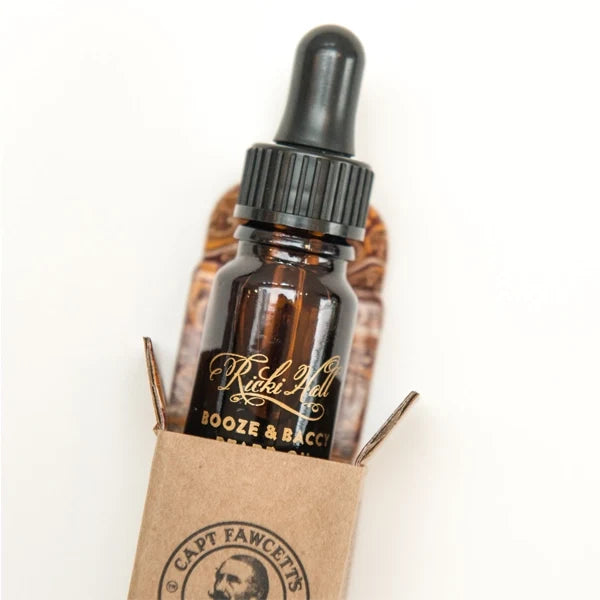 Captain Fawcett Ricki Hall's Booze & Baccy Beard Oil Travel Sized