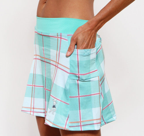 caribbean plaid tri skirt pockets