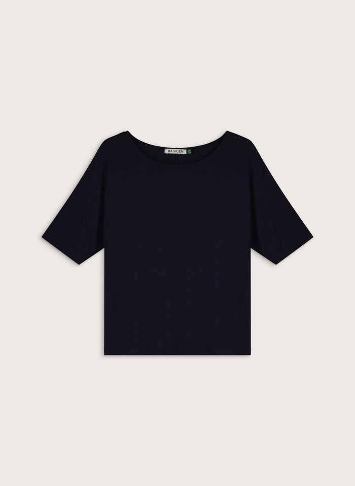 Carrie Relaxed Boat Neck Tee - Classic Navy Baukjen