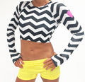 chevrun performance crop top with reflective heart