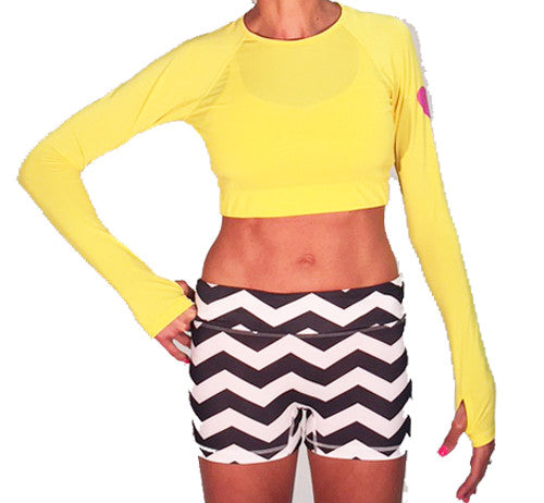 long sleeve crop citron with chevrun sport buns