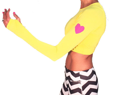 runlove long sleeve crop citron with reflective heart