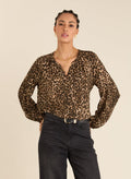 Claudia Printed Blouse - Caramel Leopard Baukjen