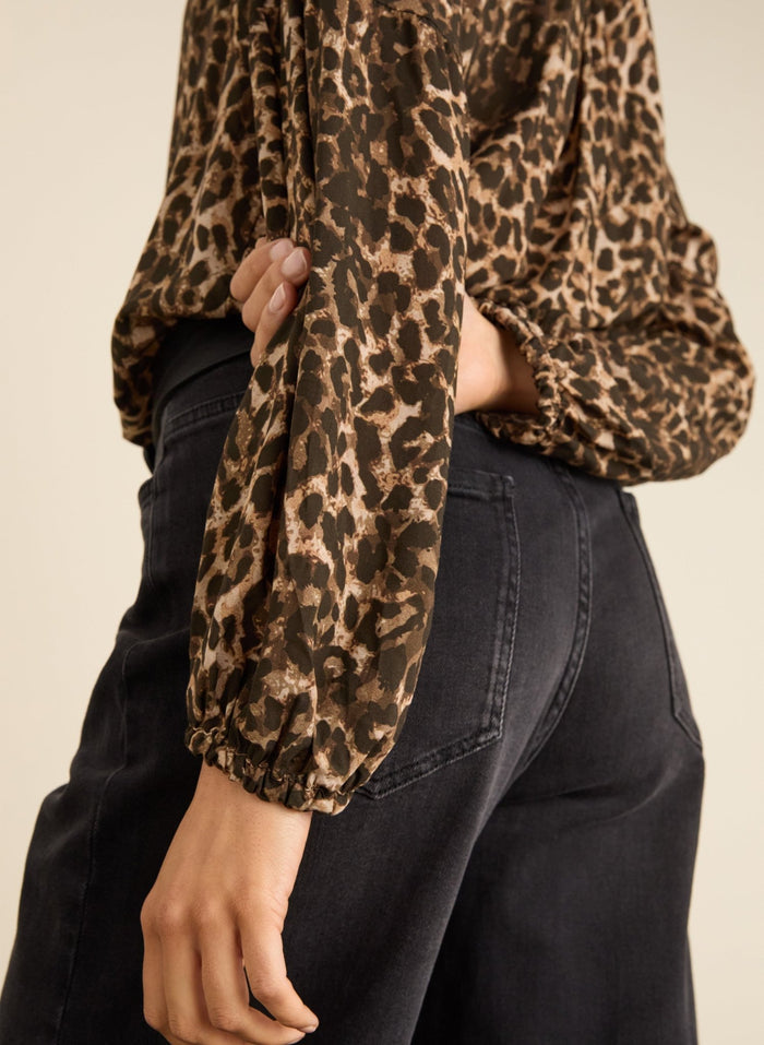Claudia Printed Blouse - Caramel Leopard Baukjen