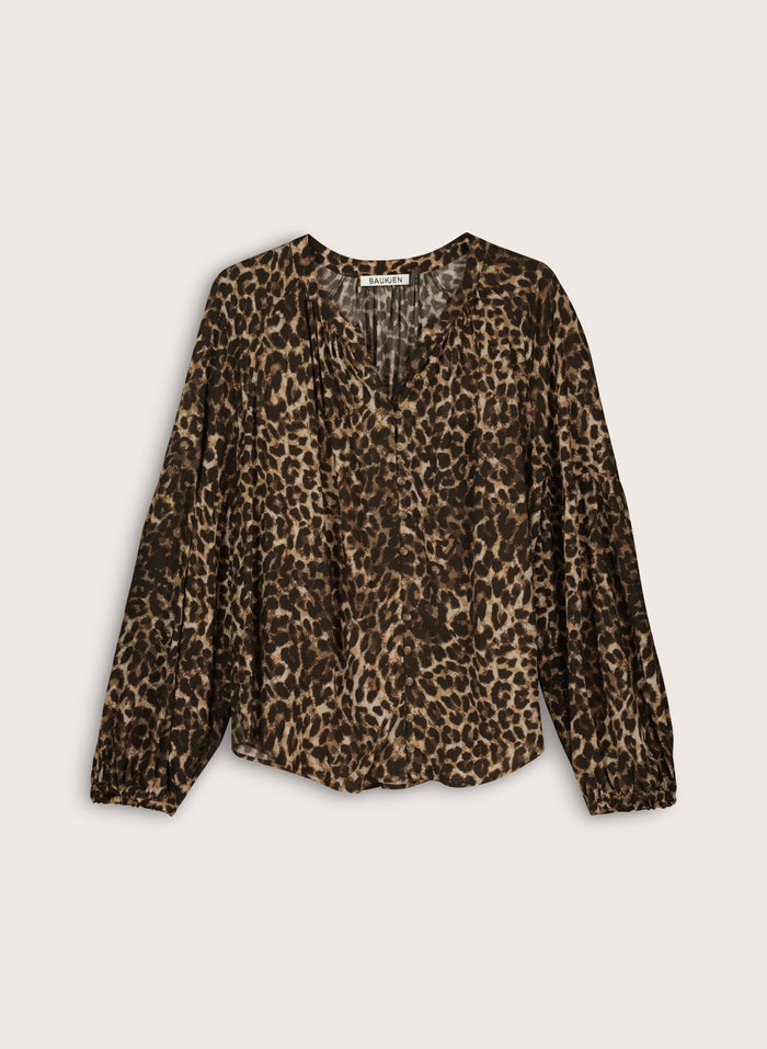 Claudia Printed Blouse - Caramel Leopard Baukjen
