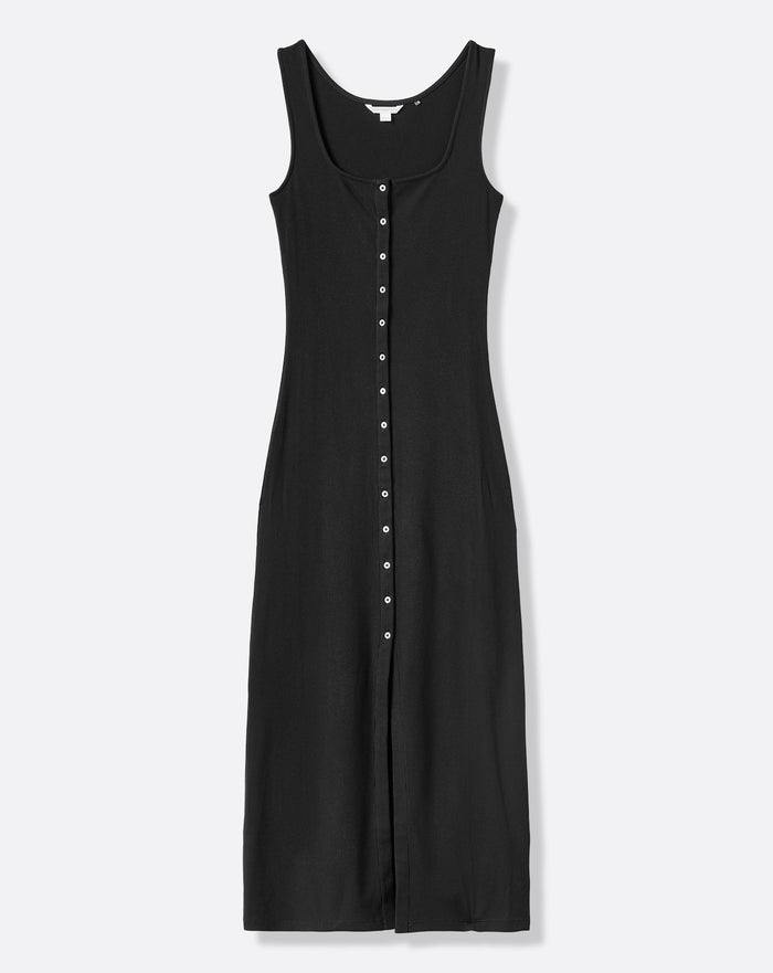 Cloud Rib Button Tank Dress