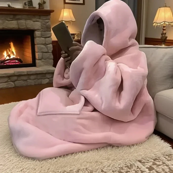 Cozy Reversible Fleece Hoodie Blanket