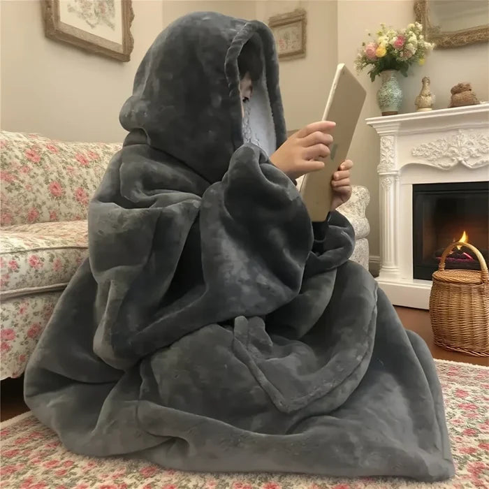 Cozy Reversible Fleece Hoodie Blanket