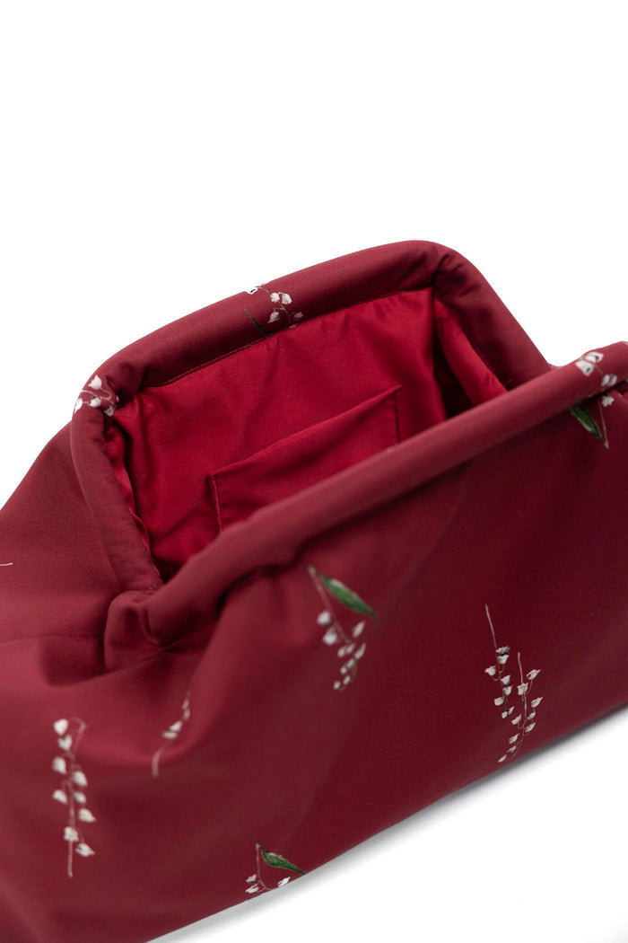 Crimson Red Floral Clutch Bag