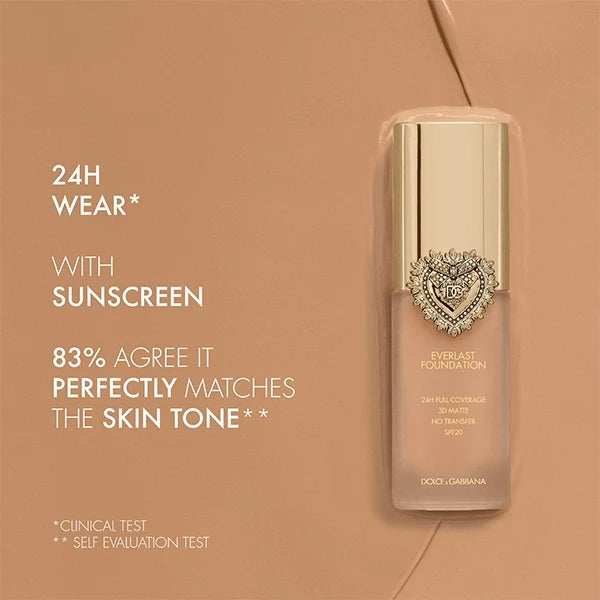 Dolce&Gabbana Everlast Foundation 4C Light - 24H Full Coverage 3D Matte No Transfer Sunscreen Broad Spectrum SPF 20#Shade_4C Light