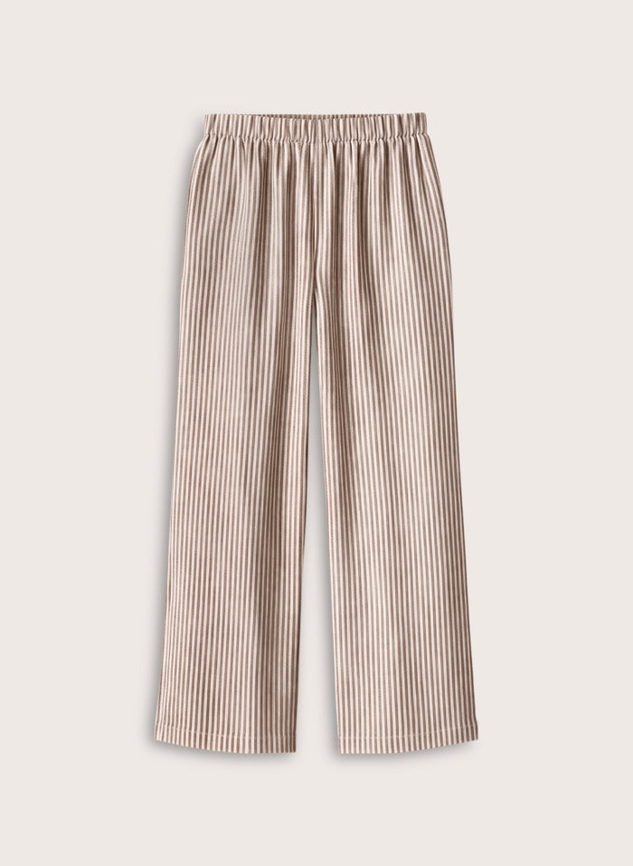 Doretta Linen Trousers - Chocolate Stripe Baukjen