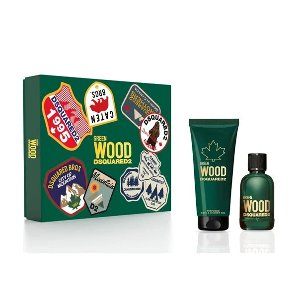 Dsquared2 Green Wood Gift Set Eau de Toilette 100ml With Perfumed Bath & Shower Gel 150ml