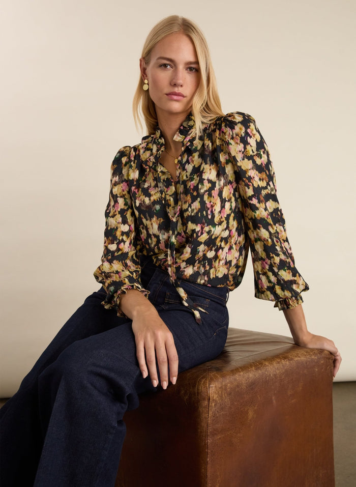 Eve Printed Blouse - Navy Blossom Baukjen