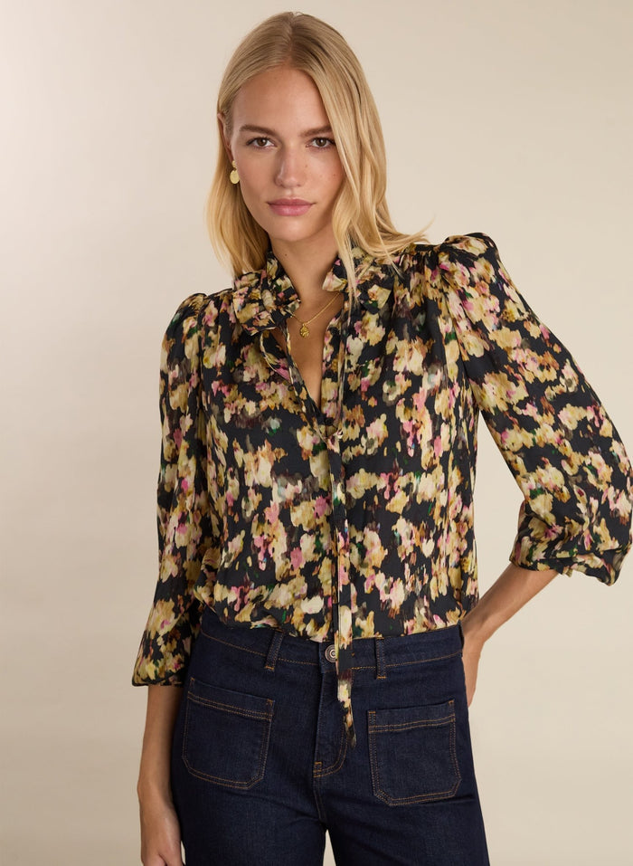 Eve Printed Blouse - Navy Blossom Baukjen